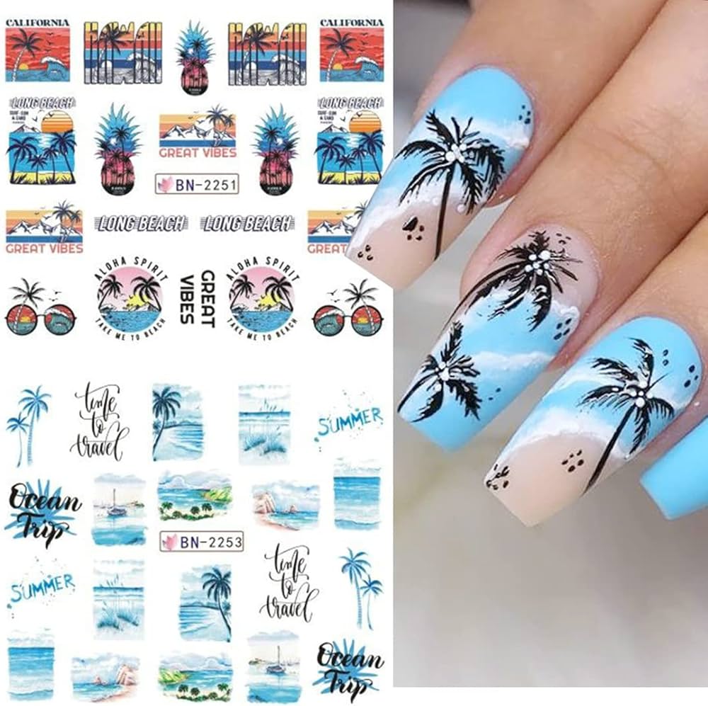 beach designs for nails