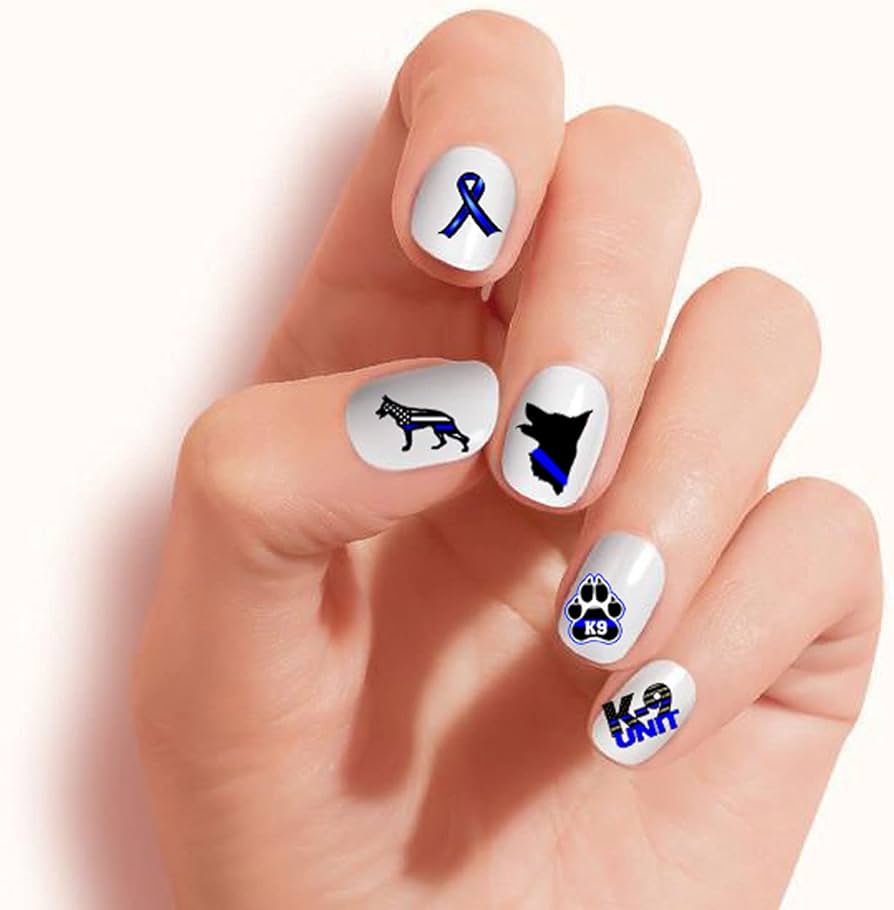 thin blue line nail designs