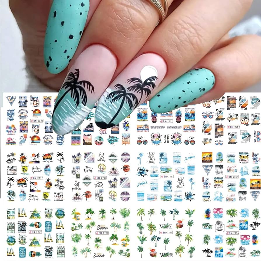 beach designs for nails