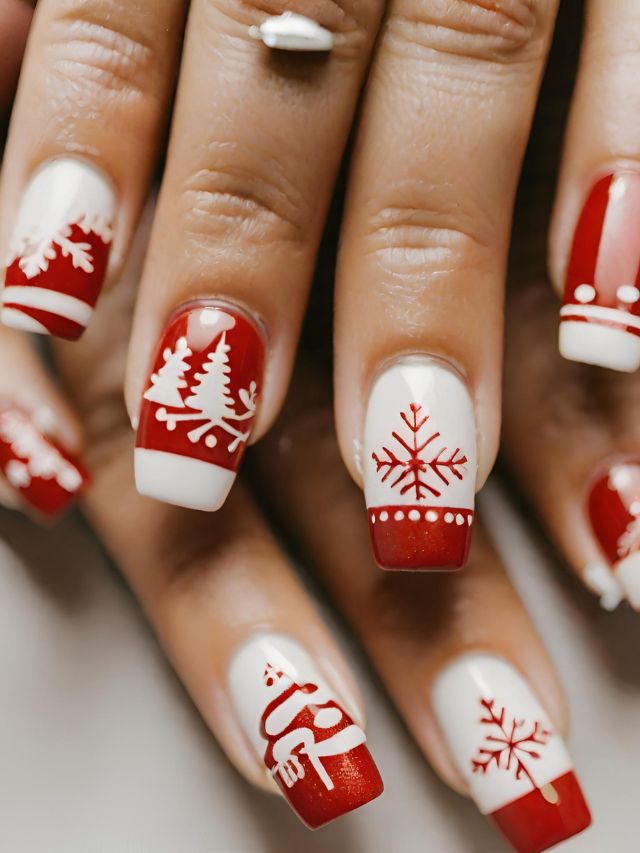 white christmas nail designs